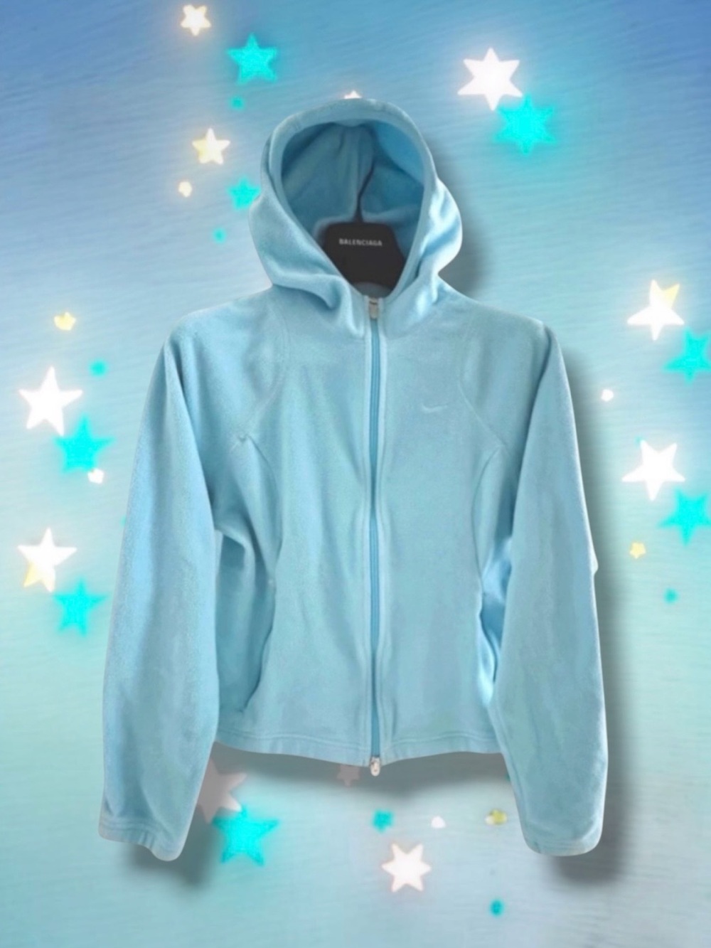 💕NIKE Double End Zipper Front Hooded Fleece Jacket • BABY BLUE • SMALL (2-4)